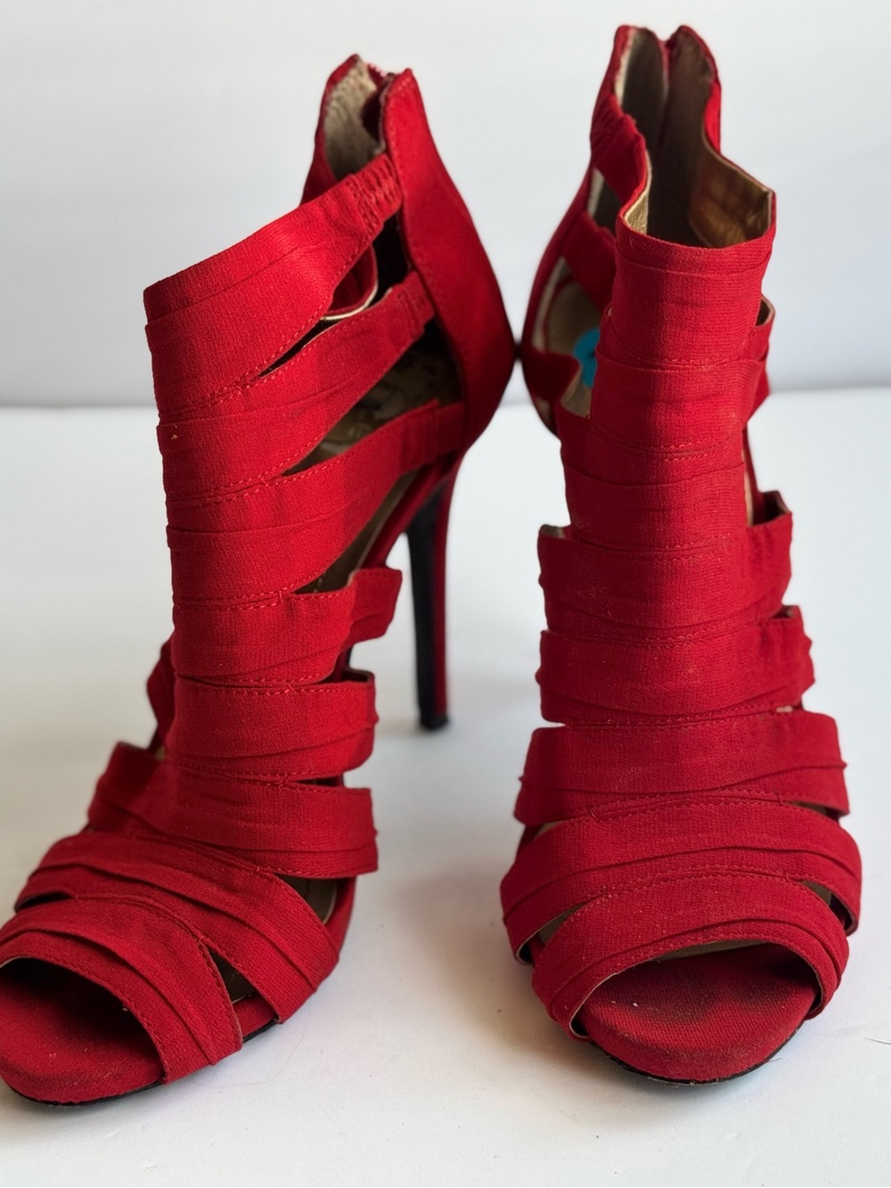 BCBGeneration Red Strappy Wrap High Heel Sandals